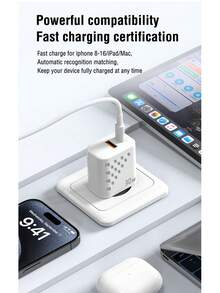 30W Dual-Port EU Charger, Complete With 30W C-To-Lightning Fast-Charging Cable And 60W USB-C Fast-Charging Cable (3.3 Ft / 1 M Data Cable). Compatible With IPhone 16/15/14/13/12/11 And Compatible With Samsung S25/S24/S23/S22 And More-Ideal For Home, Office, And Travel