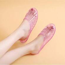 Womens Jelly Ss, Whe Jellies Sandals Glter Clear Flats Slip   Beach Slippers Transparent Closed Toe Soft Slide - Pink Flat - Pink Flat - View 6