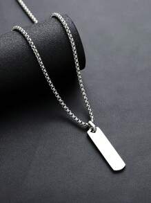 1 件男士时尚枪银字母项链，304 不锈钢高抛光耐用字母吊坠