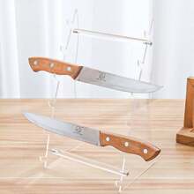 1个5槽刀架，S/M亚克力刀具展示架，透明刀架，折叠式口袋刀多层收纳架，厨房用品，厨房配件，厨房工具