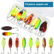 AiScrofa 10/21 件鳟鱼勺形鱼饵硬质鱼饵下沉金属勺形铅坠勺形跳汰饵鱼饵鱼勺人工鱼饵，用于钓鳟鱼鲈鱼 - 彩色 - 查看 6