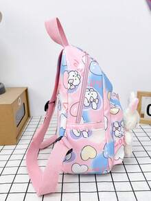 Balo đi học mẫu giáo hình thỏ dễ thương cho bé gái mẫu giáo, siêu nhẹ, giảm gánh nặng, thời trang hoạt hình, bảo vệ cột sống, túi xách cho mùa tựu trường 2025, túi cổ điển - Hồng - Xem 3