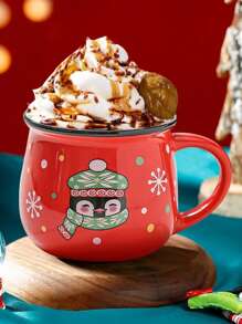 1/4 件 150 毫升圣诞陶瓷杯家居烘焙卡通圣诞老人慕斯杯圣诞慕斯咖啡杯适用于办公室圣诞节礼物送给朋友家人早餐杯 - 彩色 - 查看 3