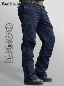 KEFITEVD Herren Cargohose Baumwolle Outdoorhose mit 8 Taschen Männer Stretch Arbeitshose Kampfhose Taktische Hose Rangerhose für Jagd Wandern - marineblau - Übersicht 2