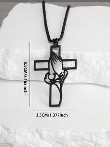 Christian Bible Cross Necklace, Stainless Steel Pendant Chain For Men, Prayer Jesus Jewelry Gift, Corrente Men - Silver - View 9
