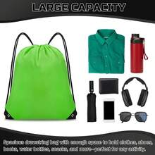 6-Pack Drawstring Gym Bags For Sports, Travel, And Beach - Orange - View 3