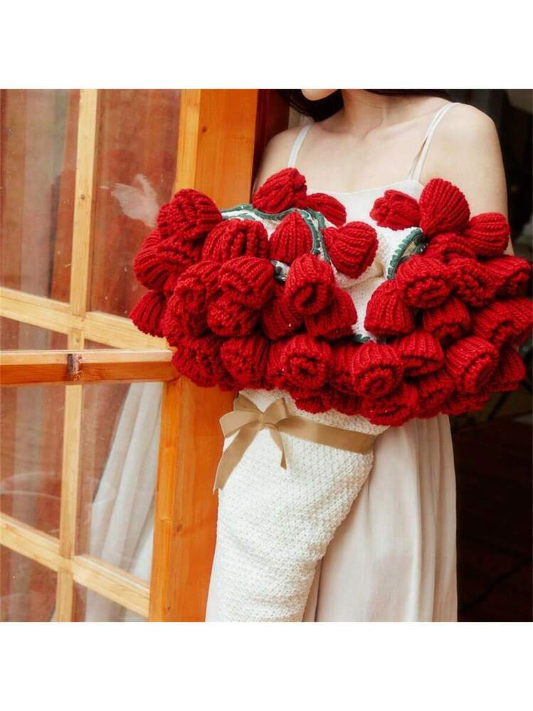 1個 バラの花束柄ブランケット、ハンドメイド プリンセススタイル