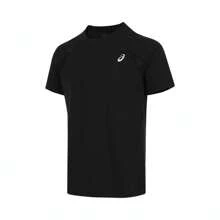 Asics Men's Sports Short Sleeve T-Shirt, Woven Crew Neck Short T-Shirt 2031F359-001 - Black - View 1