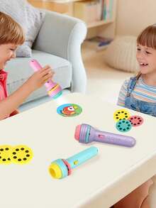 1 Set Children Projector Flashlight Toy, Slide Projector Flashlight, Educational & Entertaining, Projection Lights, Pattern Projection, Interactive Learning, Quick Pattern Change By Rotating Slides, Random Colors & Contents - Multicolor - View 4