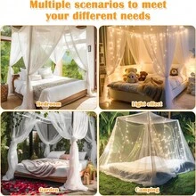 1pc Mosquito Net 4-Corner Bed Netting Canopy For Queen/King Sized Bed Polyester Fabric Bedding,Available In Five Colors