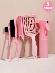 5pcs/4pcs/2pcs Comb Set, 6.8oz/200ml Continuous Fine Mist Spray Bottle, Suitable For Adult And Girl Hair, Fun Combs, Rat Tail Comb Edge, Suitable For Hairstyling And Hairstylists - Multicolor - View 10