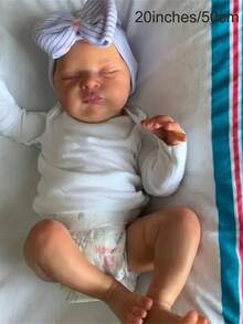 50 cm/20 Zoll weiches Reborn Baby Puppe schlafendes Mädchen Spielzeug mit 3D bemalter Haut und sichtbaren Adern, Stoffkörper Neugeborenes Baby Prinzessin Geschenk, bestes Geburtstags-/Weihnachtsgeschenk - Verschiedenfarbig - Übersicht 3
