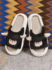 Classic Fashion Men's Summer Cartoon Sheep Thick Sole Indoor Home Slippers, Couples Anti-Slip Breathable Open Toe Outdoor Wear Slippers
