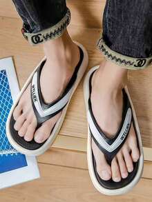 1 Pair EVA & PVC Blend Squishy Feeling Men's Slippers, Beach/Casual