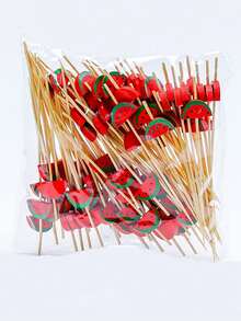 50件/20件草莓水果纸杯蛋糕竹签装饰，户外水果开胃菜竹签用于婚礼装饰生日装饰周年纪念夏季水果装饰用品