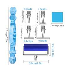 符合人体工程学的钻石画艺术钻珠点笔套装，带细线不锈钢金属笔头滚筒工具配件 - 彩色 - 查看 2