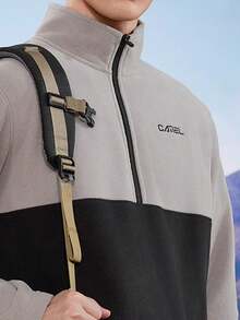 CAMEL CROWN Outdoor Fleece Jacket, Stand Collar Polar Fleece Top, Warm Half-Zip Sweater - Mackay Phantom Black - View 3