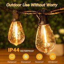 100FT S14 Solar Outdoor String Lights ,IP44 Waterproof,Solar And USB Dual Charging,Patio Lights With Unbreakable Dimmable Vintage Edison Bulbs, S14 E12 Socket And Windproof String Lights, Connectable Hanging Lights, Suitable For Backyard, Garden, Cafe, Party, Wedding, Holiday Decoration,Halloween - Màu trắng ấm áp - Xem 7