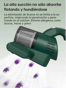 Aspirador de Mano para áCaros, Aspiradora de Cama Eliminador de ácaros, MáQuina de Limpieza InaláMbrica para Eliminar áCaros, Potente Eliminación Inalámbrica de ácaros Aspiradora