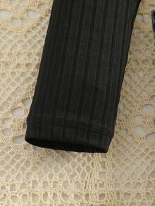 2 件套 Tween 女童简约黑色高领长袖上衣和蝴蝶结设计黑灰色半身裙套装，2025 年春夏 - 黑色 - 查看 3