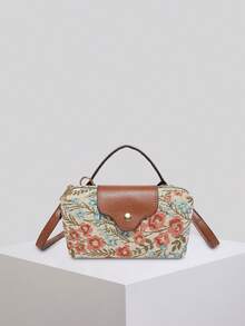 Women's Fabric Nylon Mini Crossbody Bag, Floral Pattern, Magnetic Snap Closure, Casual Cute Fashion Handbag - Multicolor - View 3