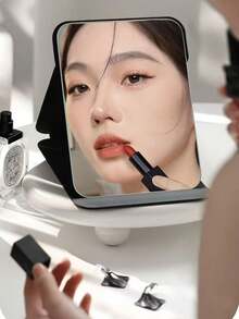 1 pieza Espejo de maquillaje minimalista para baño, espejo de tocador portátil para escritorio de oficina, hogar, espejo cosmético ajustable de mano, espejo de tocador para estudiantes, decoración del hogar, accesorio de baño