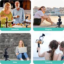 适用于 和 Android 的便携式三脚架视频博客套件、手机支架、LED 灯、迷你枪式麦克风、电池供电设计（不含电池）、用于视频通话和视频博客的户外直播套件、用于视频/旅行录制的视频制作套件、Vlog、适用于智能手机、相机、自拍灯、方形补光灯、手机支架