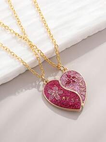 2pcs New Best Friends Magnetic Necklace With Colorful Butterfly Pendant, Fashion Jewelry For Besties