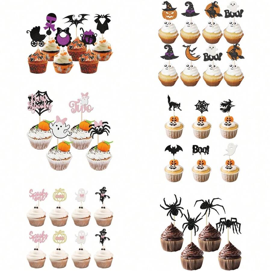 12 miếng mút xốp hình chú dơi và xe ngựa hình phù thủy trang trí bánh cupcake chủ đề ác mộng trước Giáng sinh dùng để trang trí bánh sinh nhật - Nhiều màu - Xem 1