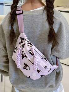 Sanrio 1 pieza Bolso de hombro de Sanrio, bolso cruzado de dibujos animados lindo y fresco, bolso casual de gran capacidad con diseño de macaron