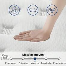 Materassi 140x200 cm di Spessore 30 cm,Materassi a Molle Imbottiti, Spugna di Memoria + Lattice, Supporto Perfetto, 7 Zone, Regolazione Della Temperatura, Permeabilità Dell'Aria, Protezione Contro le Allergie - Grigio e bianco - Visualizzare 5