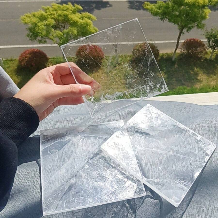 1 件天然半透明透石膏片方形优质质感简约手链首饰收纳装饰底盘，DIY 创意家居办公室装饰品，节日礼物