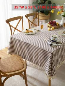 Modern Plaid Tassel Tablecloth For Spring/Summer, Suitable For Picnic, Party, Restaurant, Kitchen, Cafe, Daily Decoration - Multicolor - View 19