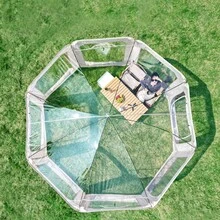 Tenda a scomparsa trasparente, tenda da campeggio impermeabile a cupola, gazebo a scomparsa, tenda a cupola a forma di bolla per esterni, per 4-6 persone, per ristoranti e campeggio. - Beige - Visualizzare 4