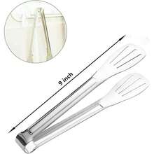 Serving Tongs Kitchen Tongs,Buffet Tongs, Stainless Steel Food Tong Serving Tong,Small Tongs 1 Pack (9 Inch) - Silver - View 2