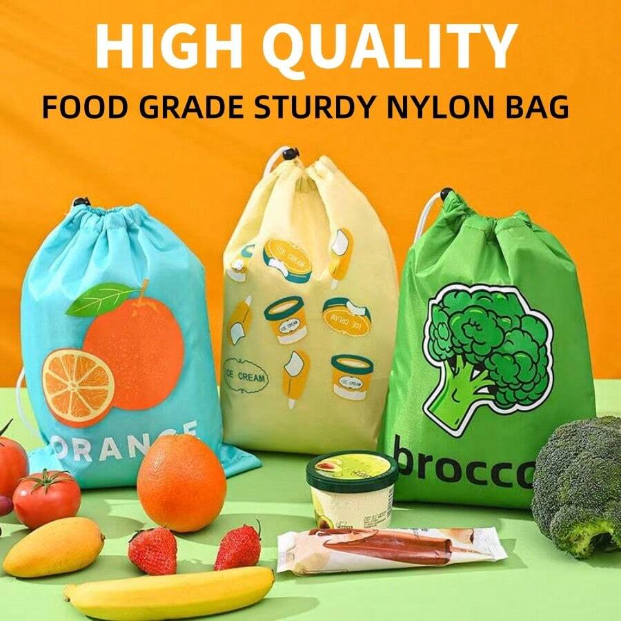 1/3PCS Cartoon Print Insulated Bag, Nylon Fabric With Built-In Aluminum Foil Thermal Layer, Keeps Fresh And Cold, Large Capacity Design, Easily Stores Ice Cream, Popsicles, Fruits, Fresh Ingredients, Suitable For Outdoor Travel. Drawstring Closure Design, Pull The Rope To Tighten The Bag Opening, Easy To Access Items. Multiple Cute Patterns Available, High Aesthetic Value, Versatile For Daily Use.