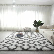 Large Shaggy Rugs Anti Slip Soft Fluffy Rug Living Room Bedroom Thick Carpet Mat - White Geometric Moroccan - View 14
