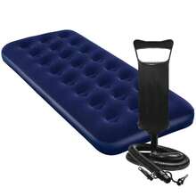 VG Plus Double Or Single Inflatable Air Mattress Kit Supports 200kg + Air Pump + Pillows (Various Options) - Màu xanh lam - Xem 7