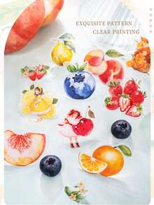 1 Stück dekorative Klebebänder mit Vintage-Motiven, Früchten, PET-Klebebandaufkleber 4,0 cm*2 m, ideal für Bullet Journals, Kunst, Scrapbooking, DIY-Basteleien, Planer, 6 Designs zur Auswahl