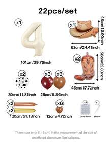 Bộ trang trí bóng bay chủ đề miền Tây 22/33 món - Trang trí chủ đề cao bồi Rodeo 22/33 món, bóng bay số màu kem 40 inch (0-9), bóng bay hình mũ và ủng cao bồi màu xám, bóng bay cao su in hình bò 12 inch, bóng bay cao su màu nâu/gỉ sét/cà phê sữa, thích hợp cho tiệc độc thân chủ đề miền Tây hoang dã, trang trí sinh nhật cao bồi, tiệc mừng em bé. - màu kem - Xem 26