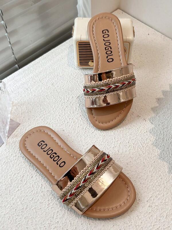 1 Paar runde offene Zehe Lässig Sandalen mit Geflecht, minimalistisch, flache Strandpantoffeln für Innen- und Außenbereich, aus hochwertigem Leder, geeignet für den täglichen Gebrauch, Urlaub und Reisen