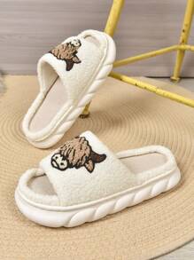 Men's Cartoon Cow Slippers, Fashion Casual Flat Sandals, Non-Slip Wear-Resistant Breathable Indoor Shoes, Spring/Summer