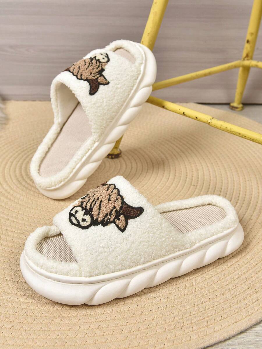 Men's Cartoon Cow Slippers, Fashion Casual Flat Sandals, Non-Slip Wear-Resistant Breathable Indoor Shoes, Spring/Summer