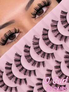 10 Pairs Russian Style False Eyelashes, D-Curl Thick & Fluffy Lashes For Daily & Party, Charming Eye Makeup, Travel Essential,Festival Lashes,Rave Makeup,Glitter Eyelashes,Rave Party Accessories - Multicolor - View 14