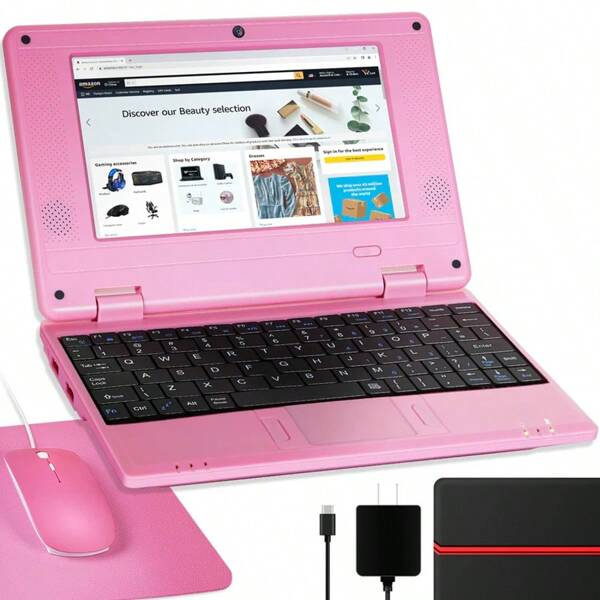 7" Android 12.0 Mini Laptop – Quad-Core Netbook With Bag, Mouse, Pad, WiFi, Bluetooth, Webcam – Compact Device For Travel, Study & Fun