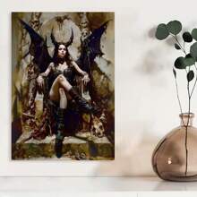Framed Lilith Demon Princess Gothic Demon Queen Witch Oil Painting Print Poster Wall Art Dark Art Occult Witchcraft Wiccan Art - 框架 - 查看 3