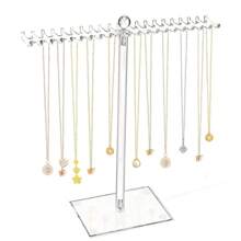 Acryl Halsketten Organizer Box, klarer Halsketten Halter, Schmuckorganizer Ständer mit beidseitigen Haken für Halsketten Anhänger Armband Ring