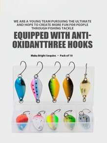 带钓具盒的勺形鱼饵，10 件装，带单钩金属鱼饵，适用于鲈鱼、淡水鲈鱼、淡水鲈鱼，2.5 克/3.5 克/5 克 - 彩色 - 查看 4