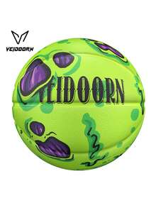 veidoorn 1个7号标准橡胶印花篮球，图案设计独特，适合室内外训练，材质耐用，时尚独特，趣味十足。 - 綠色 - 查看 5