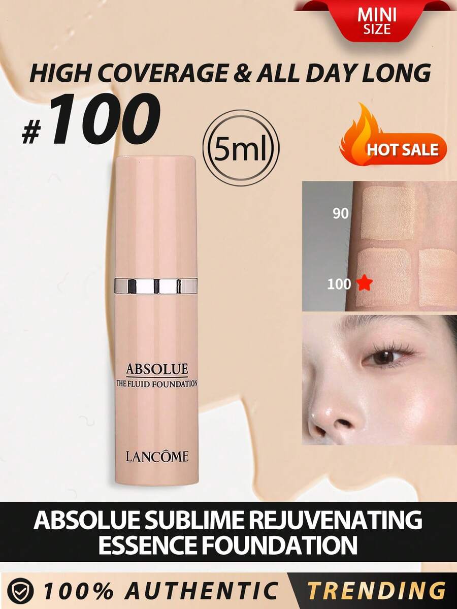 Lancôme LANCOME[Mini]ABSOLUE  REJUVENATING ESSENCE THE FLUID FOUNDATION #100 5ml / It Provides A Natural, Seamless Coverage For The Perfect Satin-Like Glow All Day Long. Meanwhile It Improves Smoothness , Radiance And Pore For A More Beautiful Skin Over Time, Infused With Exclusive Perpetual Rose Extract, Exquisitely Blended With 24K Gold Coated Pigment For Perfectly Glowing Finish And For A Complexion That Radiates With Golden Glow. - #100 5ml - 查看 1